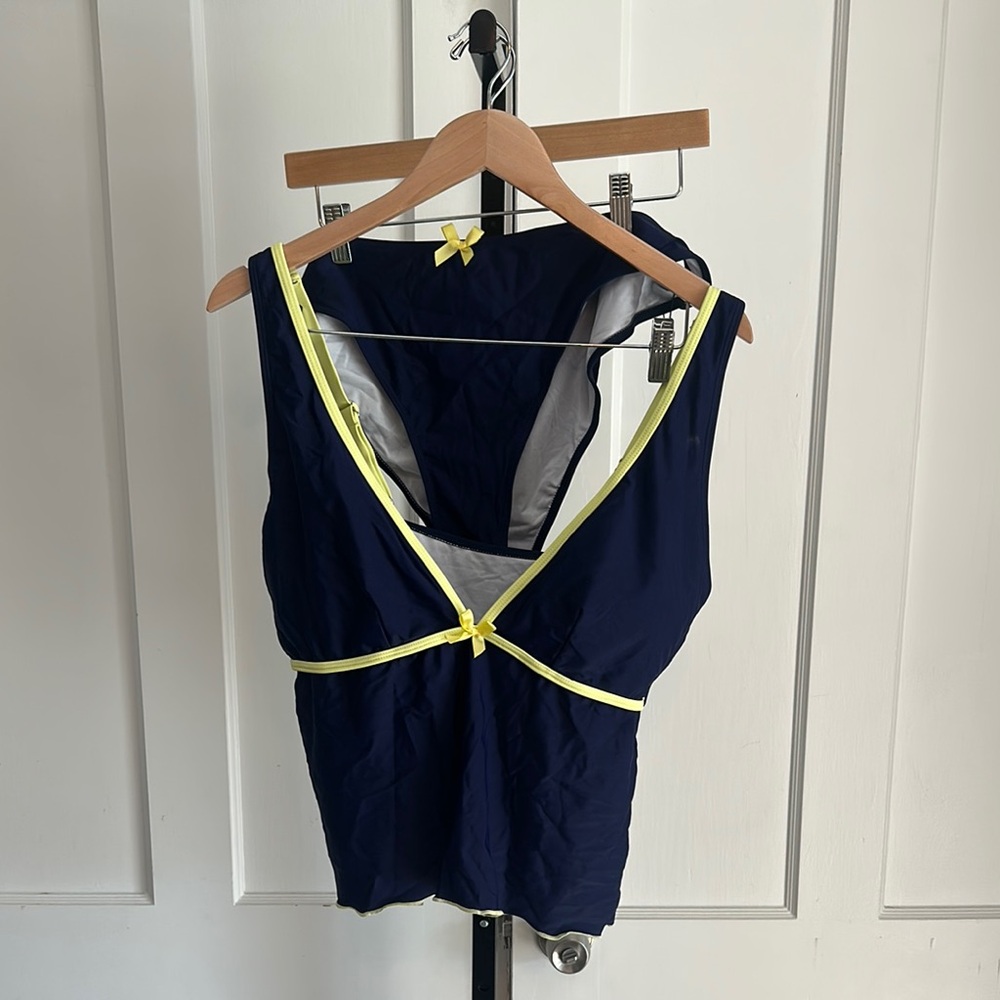NEW Zaful Blue and Yellow Chemise with Neon Trim